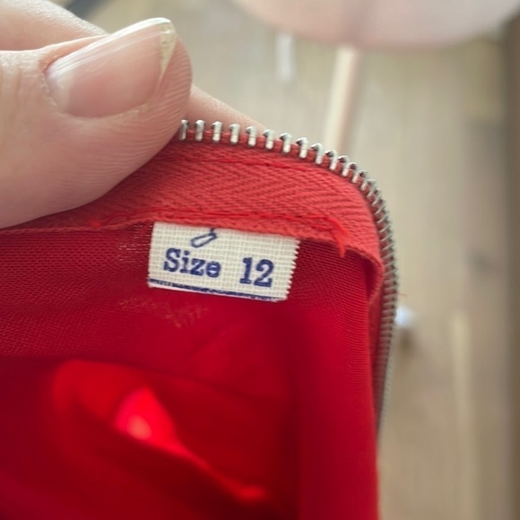 VINTAGE Red silk and Linen RED dress - Picture 3 of 9